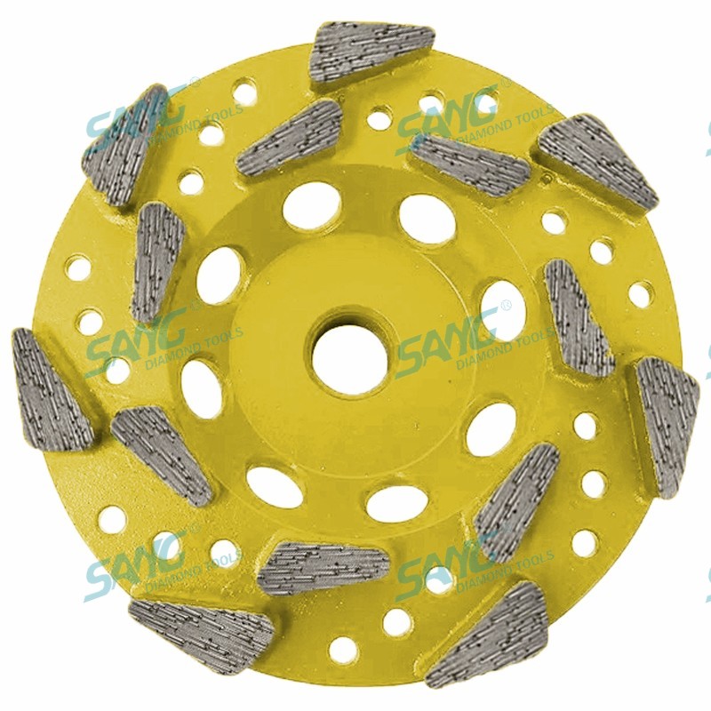 Ruota a tazza di diamanti filettata premium segmenti premium per rimozione del materiale epossidico in cemento