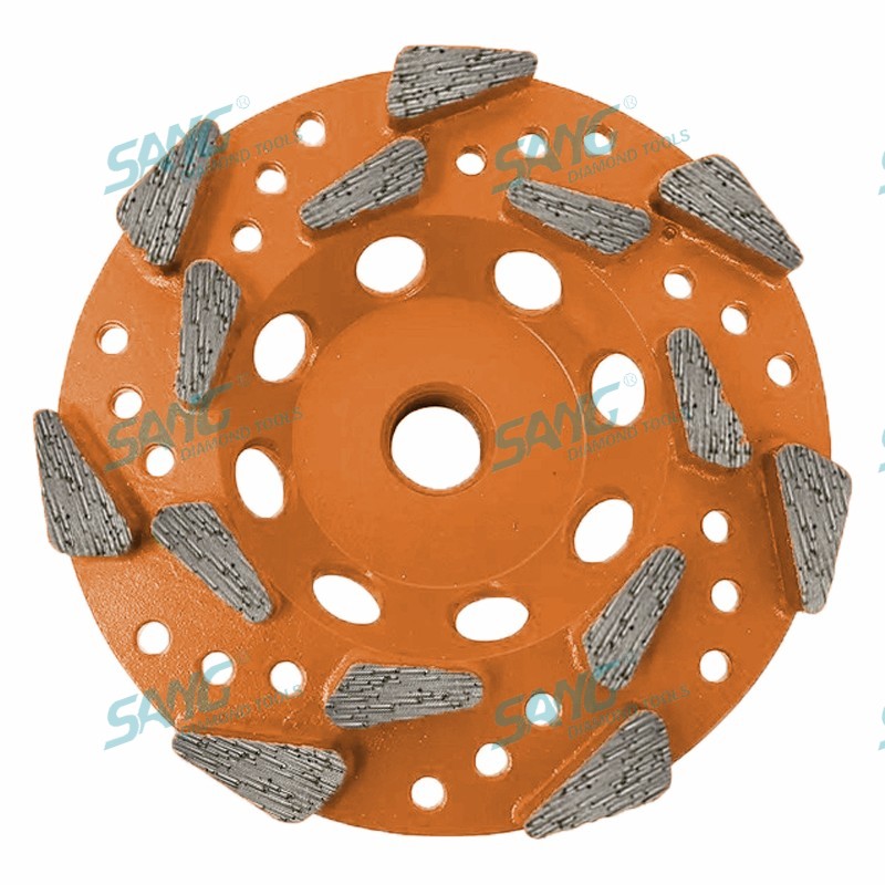 Ruota a tazza di diamanti filettata premium segmenti premium per rimozione del materiale epossidico in cemento