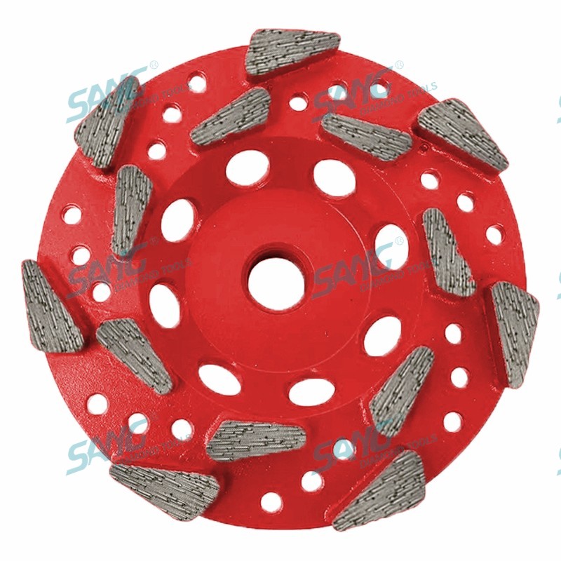 Ruota a tazza di diamanti filettata premium segmenti premium per rimozione del materiale epossidico in cemento