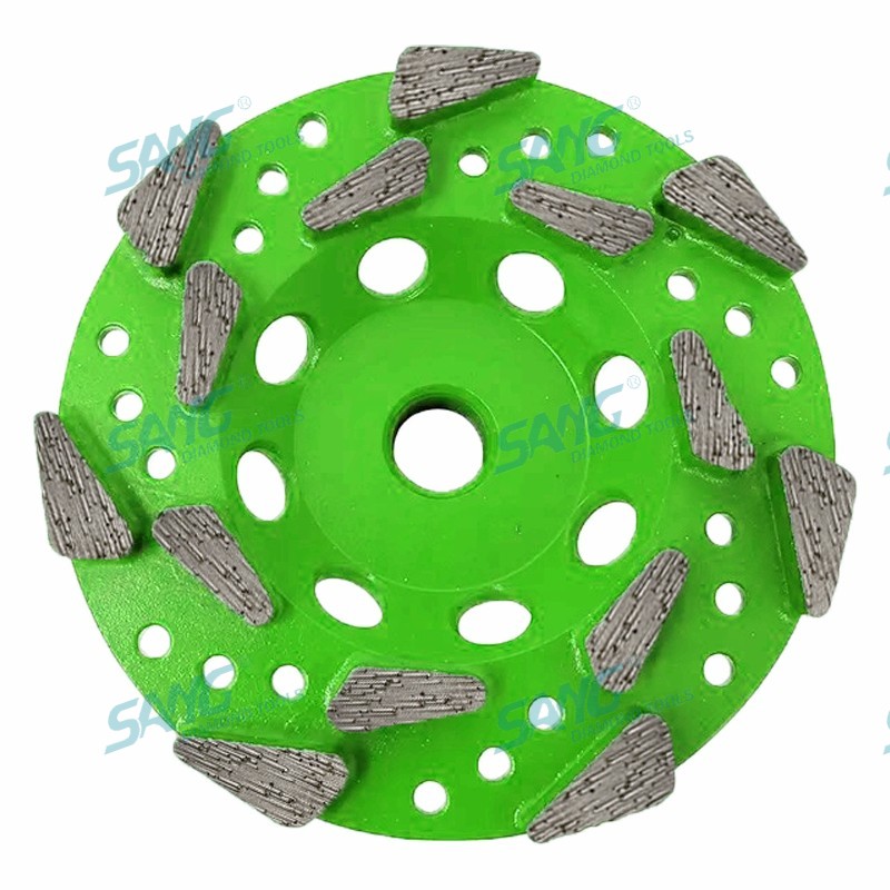 Ruota a tazza di diamanti filettata premium segmenti premium per rimozione del materiale epossidico in cemento